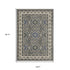 5' X 8' Blue And Gray Oriental Area Rug With Fringe